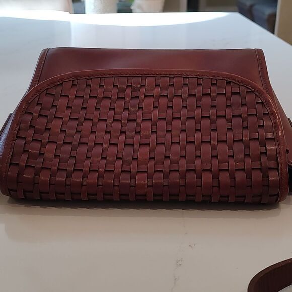 Woven Brown Leather Crossbody Shoulder Bag - Picture 6 of 13